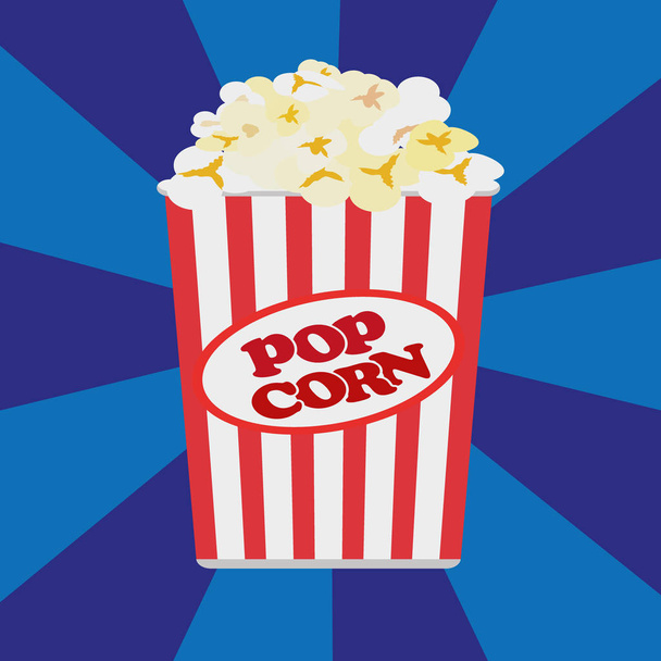Popcorn in a red striped bucket box. - Vektor, Bild