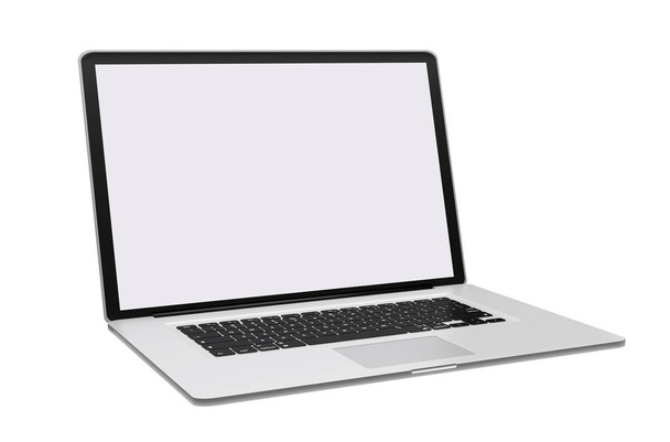 Современный металлический ноутбук на белом фоне 3D рендеринг
 - Фото, изображение