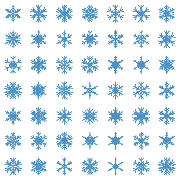 conjunto de diferentes copos de nieve de invierno
 - Vector, imagen