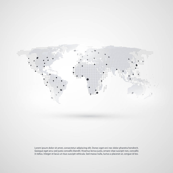 Cloud Computing and Networks with World Map - Abstract Global Business Connections, Technology Concept Background, Creative Design Element Template - Vector, Image