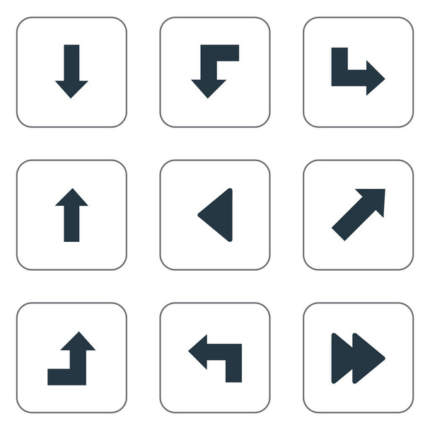 Vector Illustration Set Of Simple Cursor Icons. Elements Pointer, Downwards Pointing, Pointer And Other Synonyms Right, Increasing And Ahead. - Vector, afbeelding
