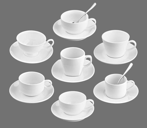 Set di diverse tazze di caffè su sfondo nero
 - Foto, immagini