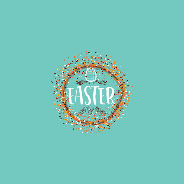 Typographic badges - Happy Easter. On the basis of script fonts, handmade. It can be used to design your printed products - Vektör, Görsel