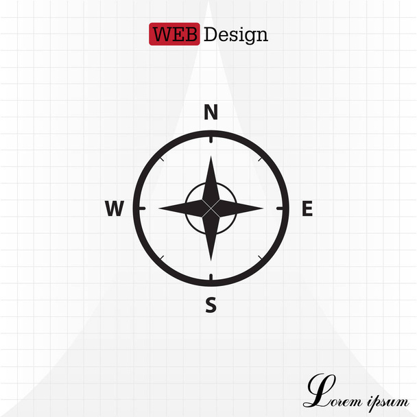 Compass Icon in flat style - Vector, Image