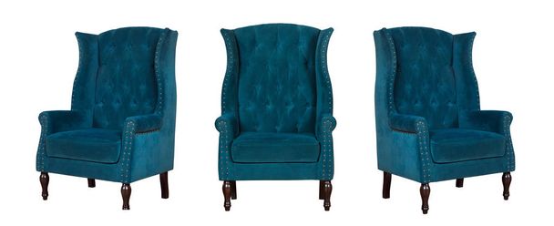 Textile classic blue chair - 写真・画像