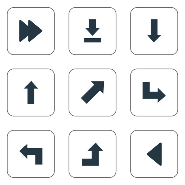 Vektorové ilustrace sada ikon jednoduché kurzor. Prvky vlevo mezník, ukazatele, ukazatele synonyma, rostoucí a rostoucí. - Vektor, obrázek