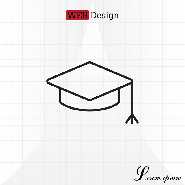 Icône ligne de chapeau de graduation - Vecteur, image