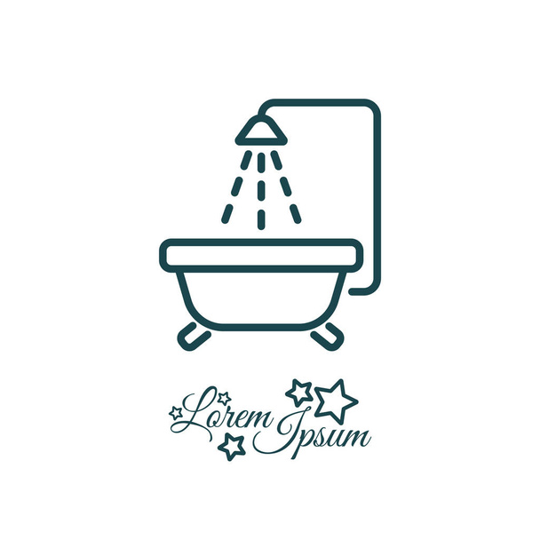 Baby bath web line icon - Vector, Image