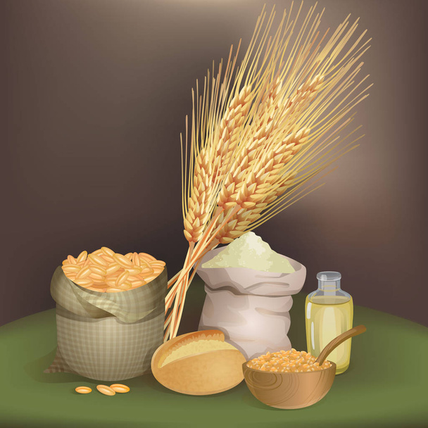 Illustration with wheat foodstuff  - Vector, Image