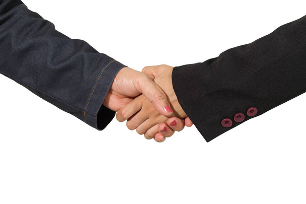 Podnikatelka handshake izolovat na bílém s ořezovou cestou - Fotografie, Obrázek