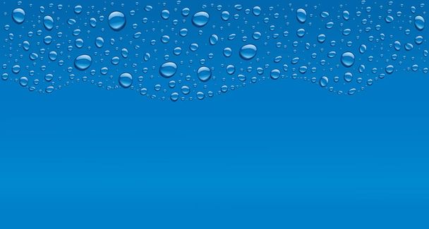 Σταγόνες νερού σε μπλε φόντο με χώρο για κείμενο - Διάνυσμα, εικόνα