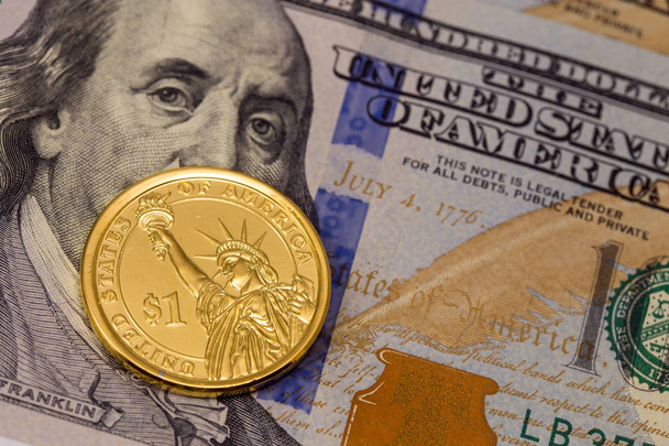 dólar presidencial e notas de 100 dólares
 - Foto, Imagem