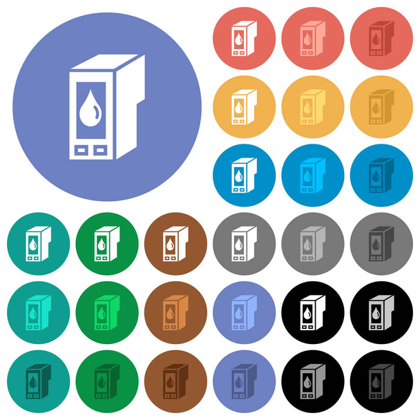 Inkoustová kazeta kulaté ploché multi barevné ikony - Vektor, obrázek