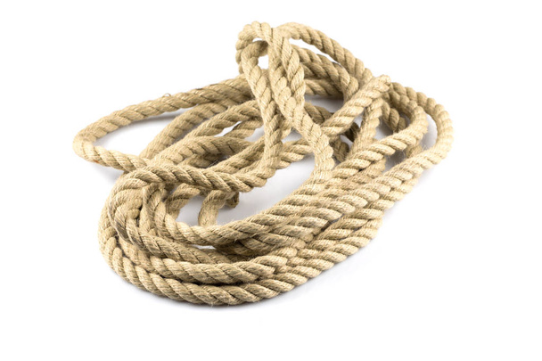 ship ropes with knot isolated background - Foto, Bild