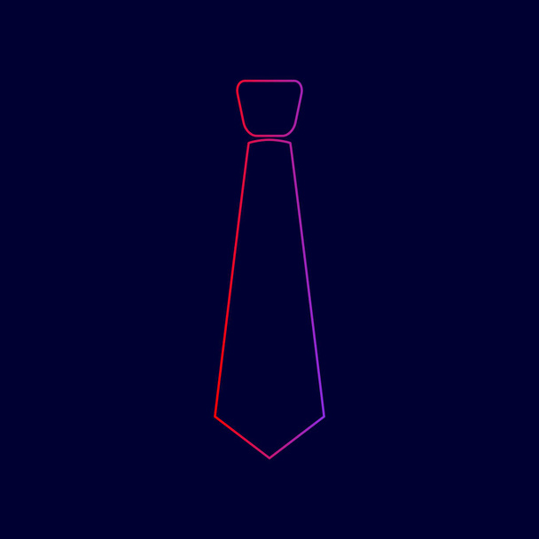 Απεικόνιση σημείου γραβάτα. Διάνυσμα. Εικονίδιο γραμμή με διαβάθμιση από κόκκινο σε μοβ χρώματα σε σκούρο μπλε φόντο. - Διάνυσμα, εικόνα