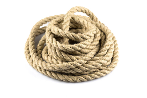 Twisted thick rope isolated on white background - Foto, afbeelding