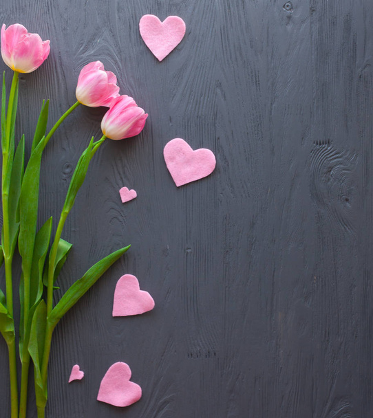 Mother's Day, woman's day. tulips ,presents on wooden background - Fotografie, Obrázek