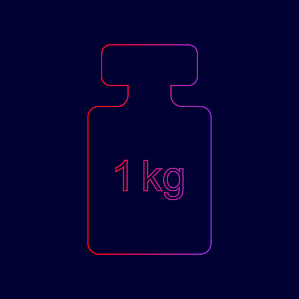 Weight simple sign. Vector. Line icon with gradient from red to violet colors on dark blue background. - Vector, Image