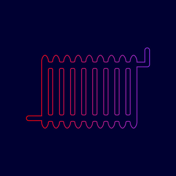 Σύμβολο θερμαντικών σωμάτων. Διάνυσμα. Εικονίδιο γραμμή με διαβάθμιση από κόκκινο σε μοβ χρώματα σε σκούρο μπλε φόντο. - Διάνυσμα, εικόνα