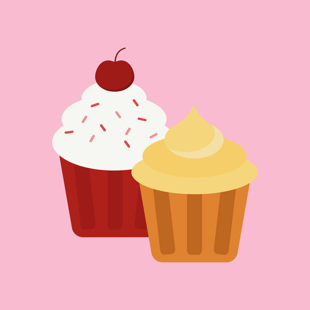 Makea kakku eristetty perinteinen holliday vektori kuvitus jälkiruoka paistettu sokeri Candy Deliciou keksi kulich evästeet muffinit kirsikka kerma
 - Vektori, kuva