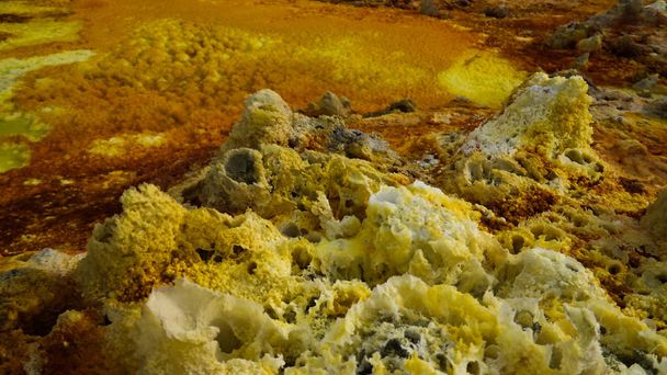 Detail sůl struktury uvnitř sopečného kráteru Dallol v Etiopii deprese, dálky, Danakil - Fotografie, Obrázek