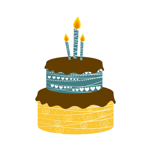 color cake party with canddles icon - Vector, Image