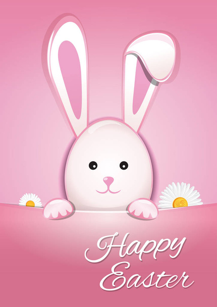 Cute Easter bunny on a pink background. Happy Easter - Vektör, Görsel