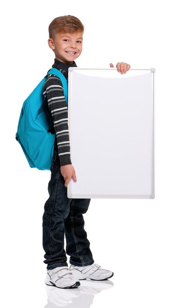 Boy with white board - Fotoğraf, Görsel
