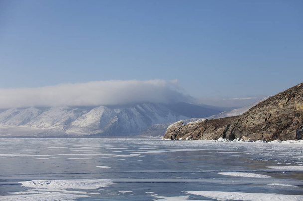 Baikal Lake, Ogoi island cape. Winter landscape - Photo, Image