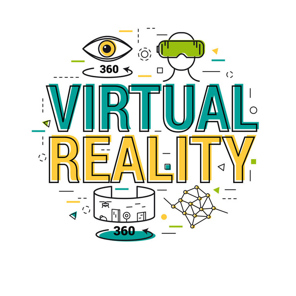 Virtual-Reality-Buchstaben - Zeilenkonzept - Vektor, Bild