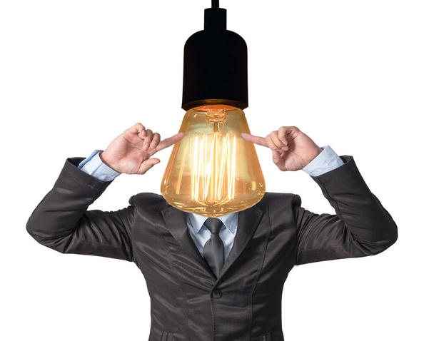 podnikatel s lampou místo hlavy - Fotografie, Obrázek