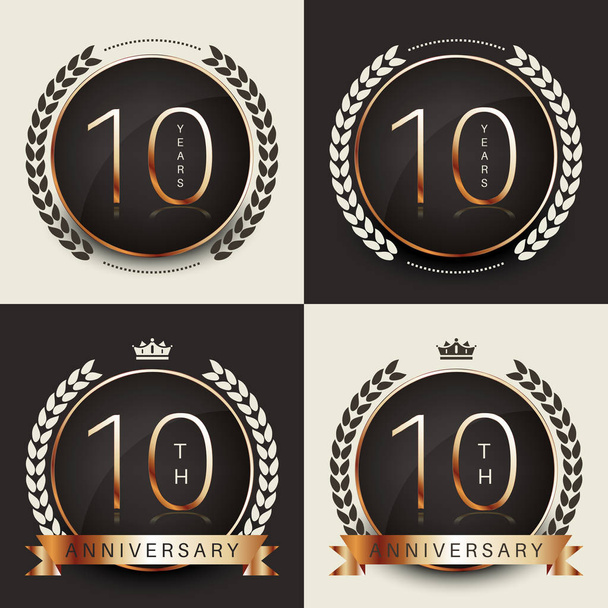 Tíz éves évforduló ünneplés emblémát. 10. évforduló logo gyűjteménye. - Vektor, kép