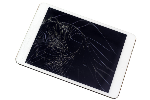 Tablet PC met gebroken glas scherm - Foto, afbeelding