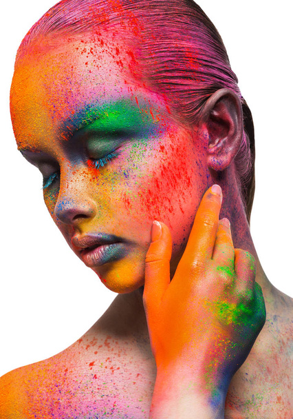 Creative art of make up, fashion model closeup portrait - Foto, immagini