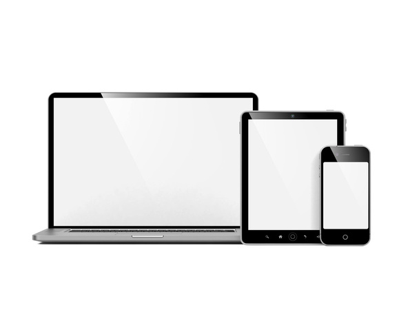 Комп'ютер, ноутбук і телефон на білому
. - Фото, зображення