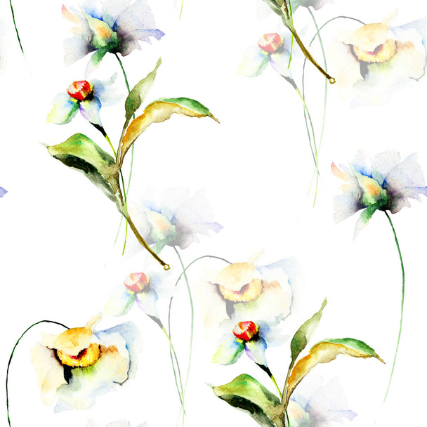 Seamless pattern with wild flowers - Foto, afbeelding