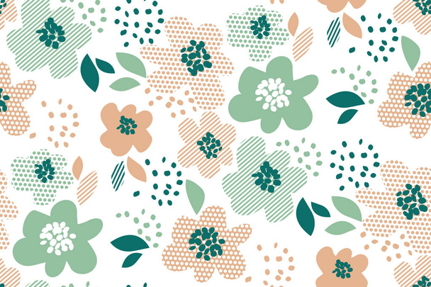 Простой бледный цвет цветочный декоративный бесшовный узор в геометрии
 - Вектор,изображение