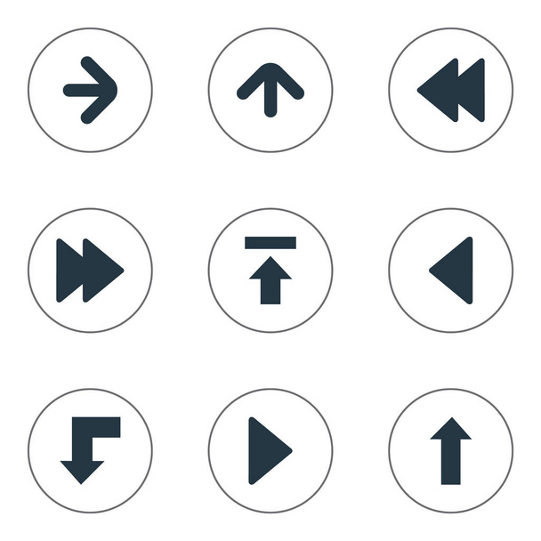 Векторный набор Simple Cursor Icons. Элементы левой ориентир, правое направление, направление вверх Синонимы вверх, назад и загрузить
. - Вектор,изображение