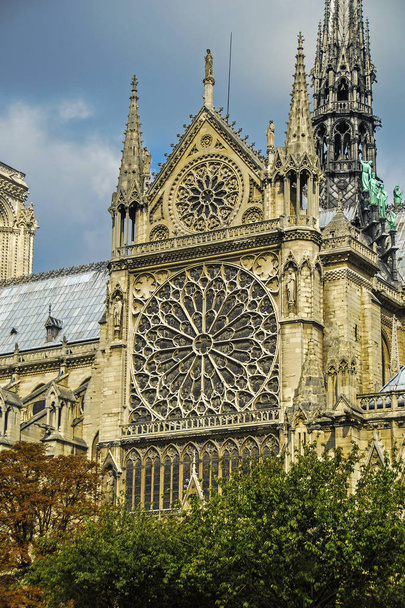 Notre Dame de Paris situata lungo la Senna a Parigi, Francia
 - Foto, immagini