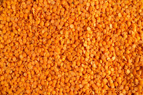 Close up Red Lentils texture, background. Top view. - Фото, зображення