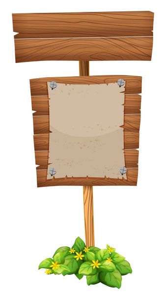 Λευκό χαρτί σε ξύλινη πινακίδα - Διάνυσμα, εικόνα