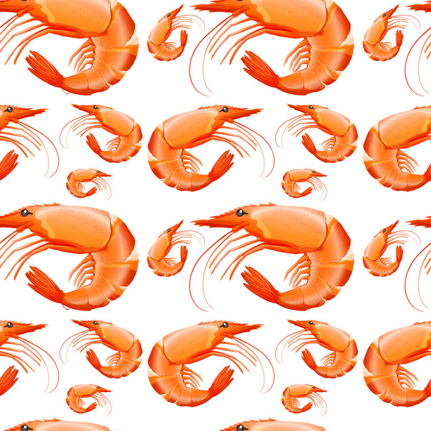 Seamless background design with shrimps - Vector, Image