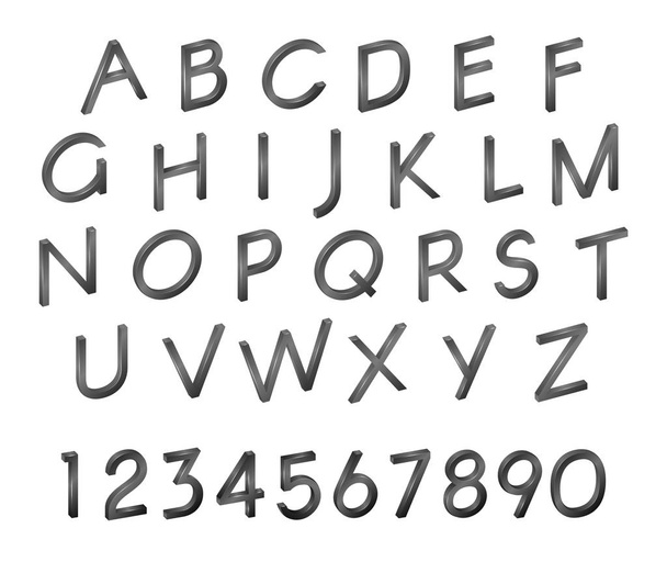 Alphabet, numbers, font isometry in green, in a realistic 3D sty - Vektor, obrázek