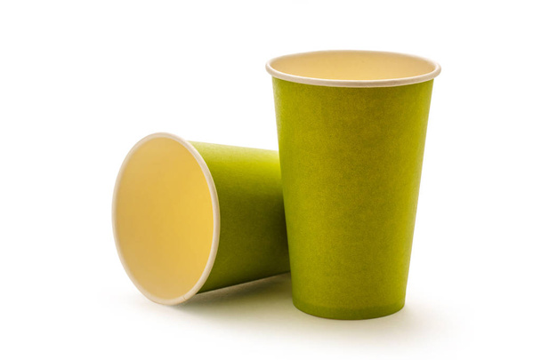 Tazas de papel verde
 - Foto, Imagen