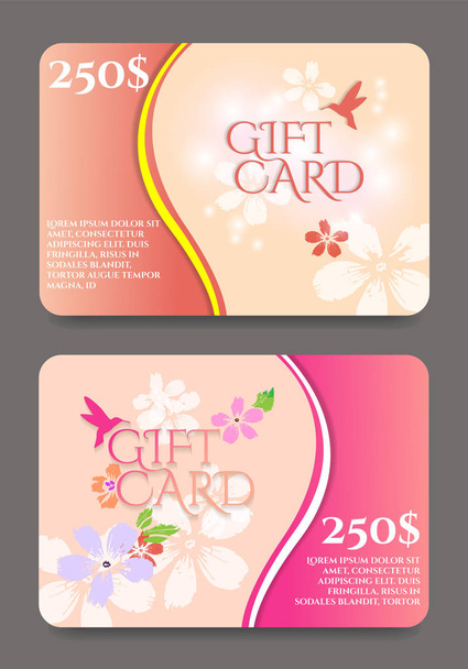 Gift certificate template with floral pattern.Vector illustration. - Vector, Image