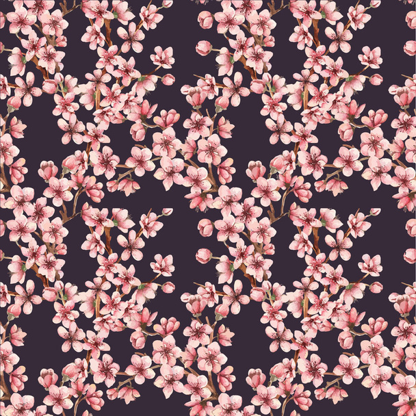 Akvarell Cherry blossom kártya  - Vektor, kép