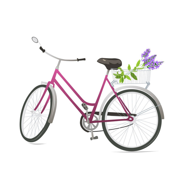 Bicycle with flowers - Wektor, obraz