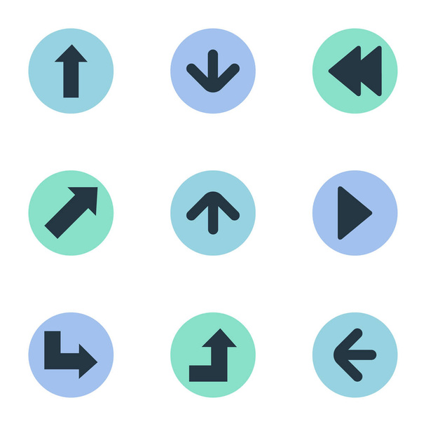 Vektorové ilustrace sada ikon jednoduché kurzor. Prvky dozadu, zvyšuje, ukazatele a další synonyma, doleva, nahoru a horní. - Vektor, obrázek