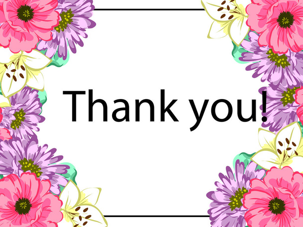 Floral thank you card - Vector, Image