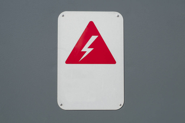 high tension electric voltage warning sign power caution - Photo, Image